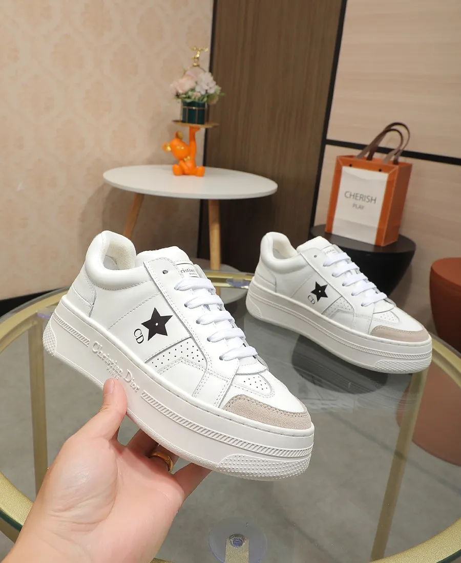 👟👟Ex-factory price 480👟👟 DIOR Dior's new thick-soled sports white shoes, made of first-layer cowhide, breathable mesh inside, sheepskin for foot pads, and lightweight outsole. Size: 35-40 (41 customized)